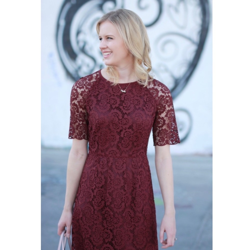 madewell | magnolia lace cocktail dress burgundy mulberry 8
